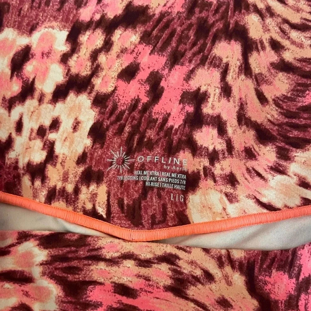 Aerie Offline Pink Real Me Extra Hold Hi-Rise 7/8 Pink floral leggings Large - Picture 5 of 6